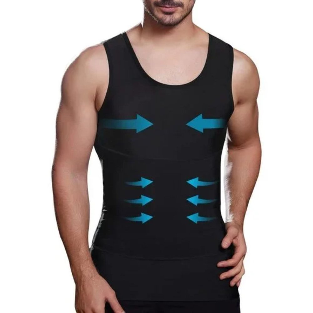New Mens Slimming Body Shaper Tank Top, Black